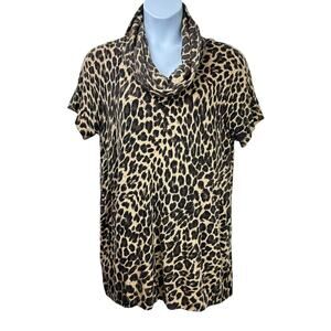 INC Angora Blend Leopard Cowl Neck Tunic Sweater Size 1X